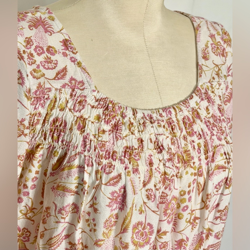 Lucky Brand Floral Print Top - Pink and White